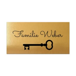 Goldenes Türschild mit Wunschtext und Symbol 20 x 10 cm