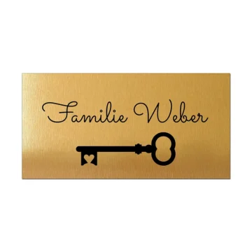 Goldenes Türschild mit Wunschtext und Symbol 20 x 10 cm