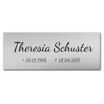 Grabschild aus Edelstahl 130 x 50 mm - zweizeilig