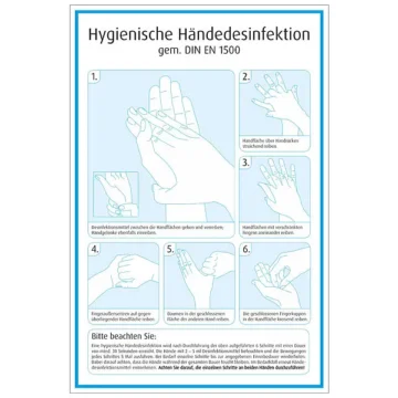 Händedesinfektionsplan Hygienische Händedesinfektion gem. DIN EN 1500 PVC-Folie