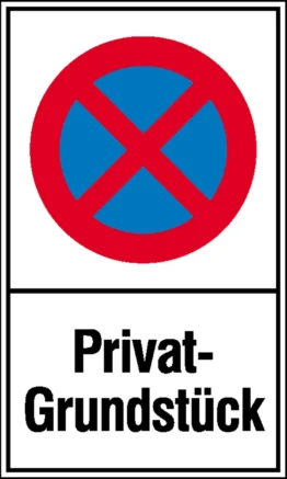 Halteverbotsschild »Symbol: Absolutes Halteverbot, Text: Privat-Grundstück«