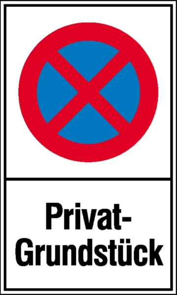 Halteverbotsschild »Symbol: Absolutes Halteverbot, Text: Privat-Grundstück«