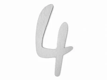 Hausnummer 4 - Schriftart Design aus Edelstahl - Staccato 18 cm