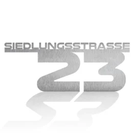 Hausnummer aus Edelstahl mit Straßenname - Design Future II | 80 cm lang
