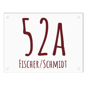 Hausnummer mit Name aus Acryl- Größe 400 x 300 mm [groß]