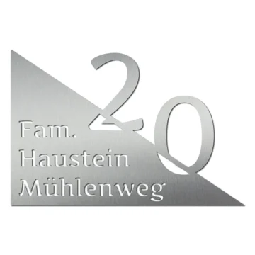Hausnummer mit Name aus Edelstahl - Design Triangle