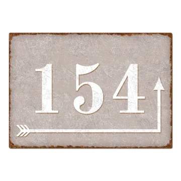 Hausnummer mit Richtungspfeil - Vintage Stil taupe