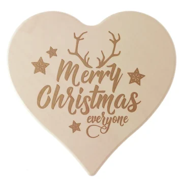 Herz aus Holz mit Gravur 24 cm "Merry Christmas"