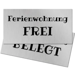 Hinweisschild Ferienwohnung frei/belegt - 2er Set - Größe 30 x 15 cm Aluminium gebürstet