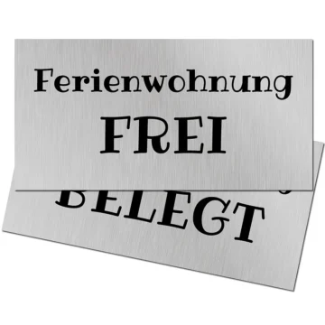 Hinweisschild Ferienwohnung frei/belegt - 2er Set - Größe 30 x 15 cm Aluminium gebürstet