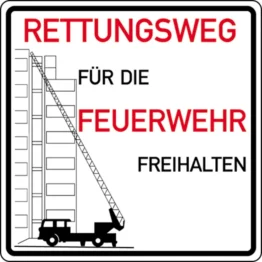 Hinweisschild für die Feuerwehr »Rettungswege für die Feuerwehr freihalten«