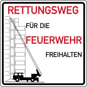 Hinweisschild für die Feuerwehr »Rettungswege für die Feuerwehr freihalten«