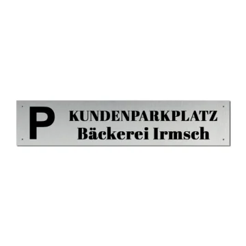 Hochwertiges Parkplatzschild aus Edelstahl 52 x 11 cm | mit schwarzer Beschriftung