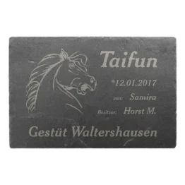 Hochwertiges Schild für Pferdebox aus Schiefer mit Lasergravur 30 x 20 cm