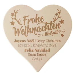 Holzherz mit Motiv 24 cm "Frohe Weihnachten"