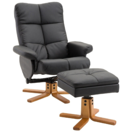 HOMdotCOM Liegesessel mit Hocker und Liegefunktion - Schwarz - 80x99cm