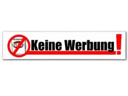 Keine Werbung - Briefkastenschild 15 x 3,5 cm 15 x 3.5 cm