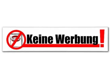 Keine Werbung - Briefkastenschild 15 x 3,5 cm 15 x 3.5 cm