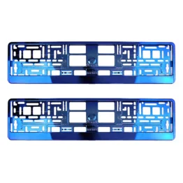 Kennzeichenhalter Chrom Blau - pro Paar