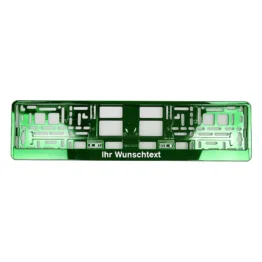 Kennzeichenhalter mit Wunschtext grün chrom - pro Stück