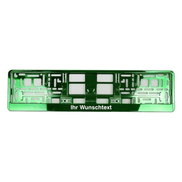 Kennzeichenhalter mit Wunschtext grün chrom - pro Stück
