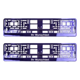 Kennzeichenhalter mit Wunschtext lila chrom - pro Paar