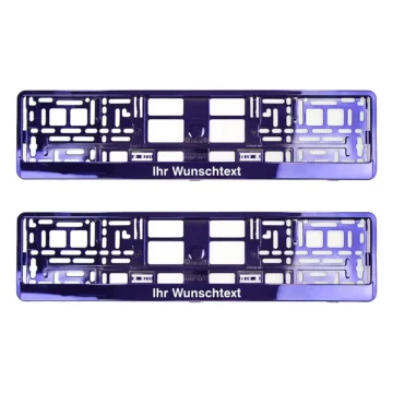 Kennzeichenhalter mit Wunschtext lila chrom - pro Paar