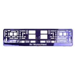 Kennzeichenhalter mit Wunschtext lila chrom - pro Stück