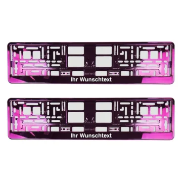 Kennzeichenhalter mit Wunschtext pink chrom - pro Paar