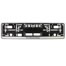 Kennzeichenhalter mit Wunschtext - schwarz/silber matt - 52 cm - - pro Stück