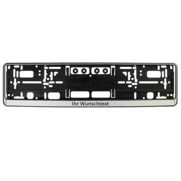 Kennzeichenhalter mit Wunschtext - schwarz/silber matt - 52 cm - - pro Stück