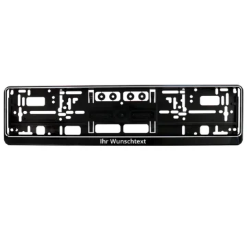 Kennzeichenhalter mit Wunschtext - schwarz/weiß - Größe: 52 cm - pro Stück