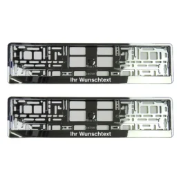 Kennzeichenhalter mit Wunschtext silber chrom - pro Paar