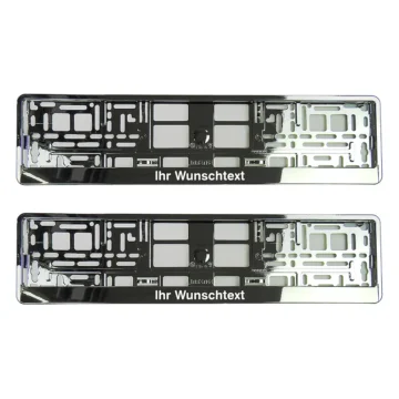Kennzeichenhalter mit Wunschtext silber chrom - pro Paar