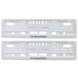 Kennzeichenhalter weiß mit Wunschtext - Größe 52 cm - pro Paar