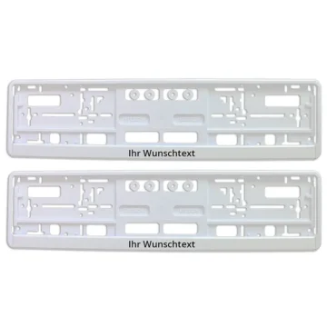 Kennzeichenhalter weiß mit Wunschtext - Größe 52 cm - pro Paar