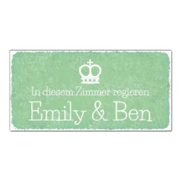 Kinderzimmer-Türschild mit Wunschtext vintage mint 20 x 10 cm