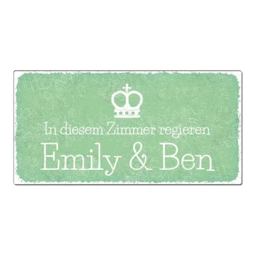 Kinderzimmer-Türschild mit Wunschtext vintage mint 20 x 10 cm