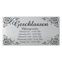Klassisches Türschild aus Aluminium - Ornament - 20 x 10 cm - geschlossen