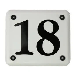 Kleine emaillierte Hausnummer 12 x10,5 cm | weiß/schwarz