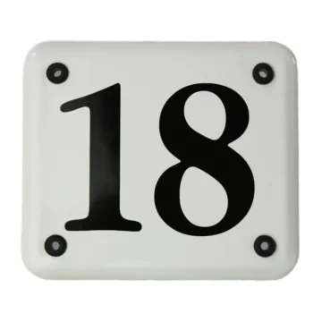 Kleine emaillierte Hausnummer 12 x10,5 cm | weiß/schwarz