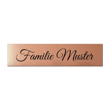 Kleines Namensschild mit Wunschtext und Symbol - rosé/schwarz 15 x 3.5 cm