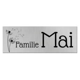 Kleines Namensschild mit Wunschtext und Symbol silbern | 10 x 3.5 cm