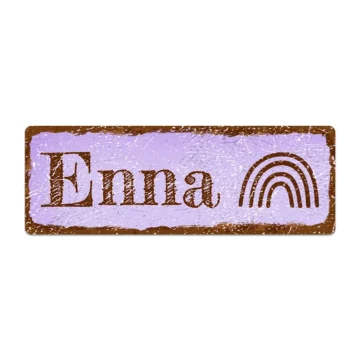 Kleines Namenssschild Vintage Look violett 10 x 3.5 cm