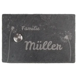 Klingel aus Schiefer 15 x 10 cm - Design Pusteblume
