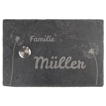 Klingel aus Schiefer 15 x 10 cm - Design Pusteblume