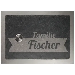 Klingel aus Schiefer und Edelstahl 17 x 12 cm - Design Banner