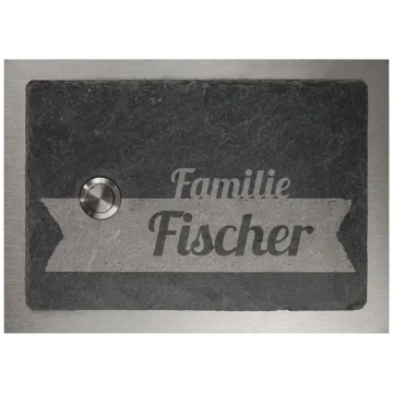 Klingel aus Schiefer und Edelstahl 17 x 12 cm - Design Banner