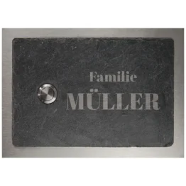 Klingel aus Schiefer und Edelstahl 17 x 12 cm - Design Classic