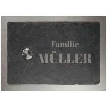 Klingel aus Schiefer und Edelstahl 17 x 12 cm - Design Classic